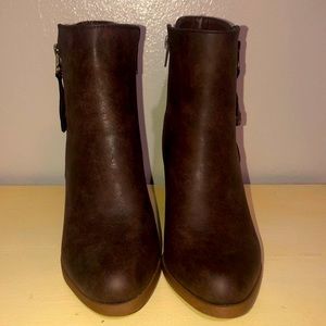 Brown leather ankle boots